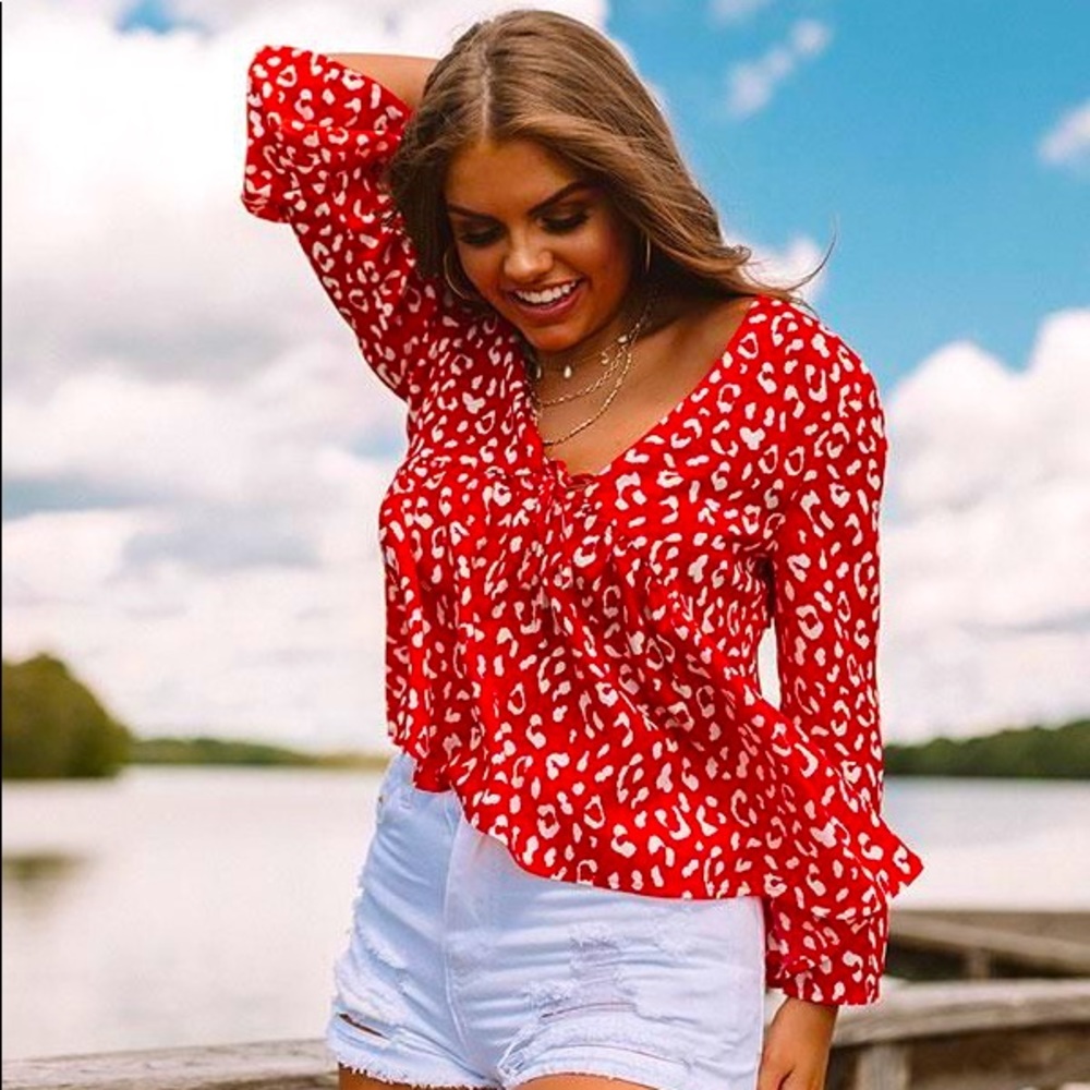 Red Cheetah Print Crop Top